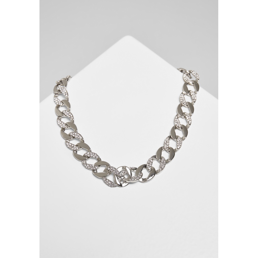 Urban Classics - Basic Diamond Necklace And Bracelet Set silver one size Ketting en armband set - Zilverkleurig